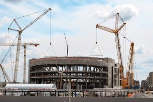 Dynamics of construction of the sports complex Arena-Omsk