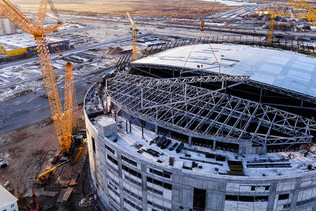 Completed installation of Arena-Omsk roof metal structures