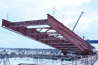 Start of thrusting the bridge over the Ufa River at the Eastern Exit