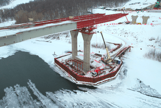 Динамика мостовых работ на строительстве Восточного выезда из Уфы в феврале