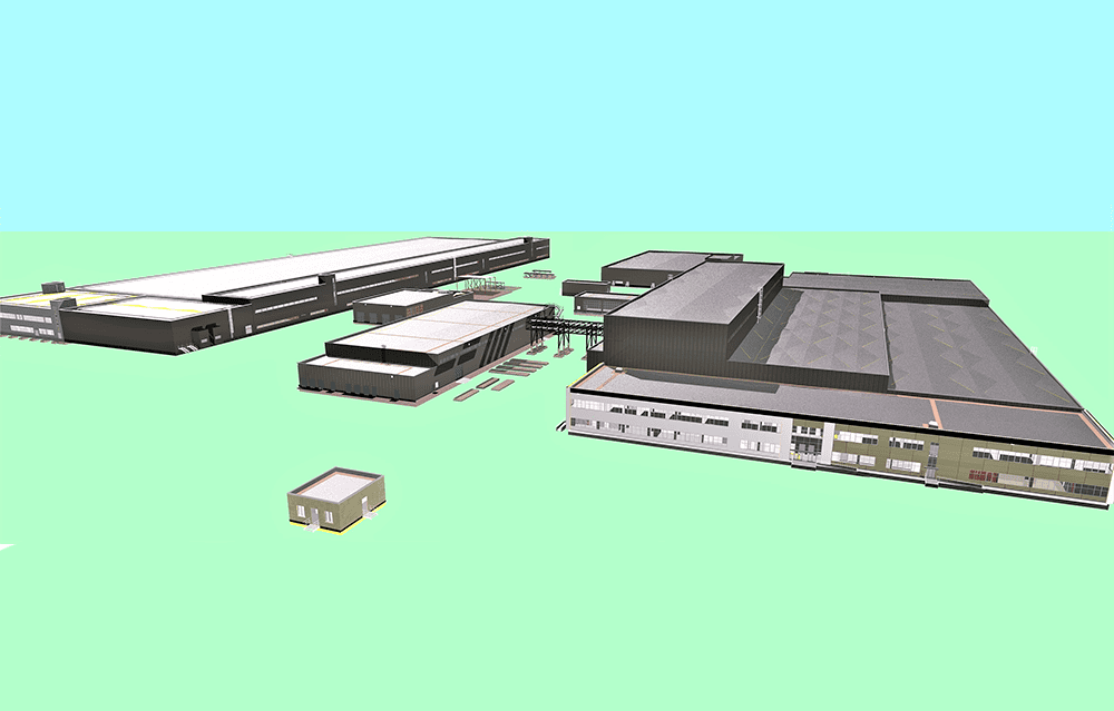 Construction of an industrial complex for the production of silicon wafers and photovoltaic converters